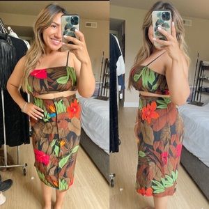 Reformation | Tropical Vintage Inspired Silk Two Piece Set - RARE